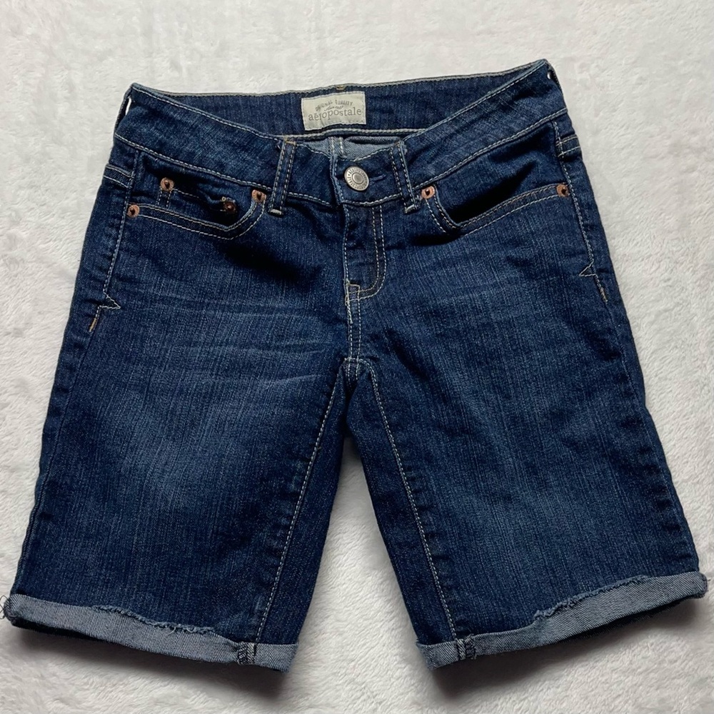 Aeropostale 2011 Denim Jean Shorts Women’s Cut Off Hemmed Dark Wash Sz 00